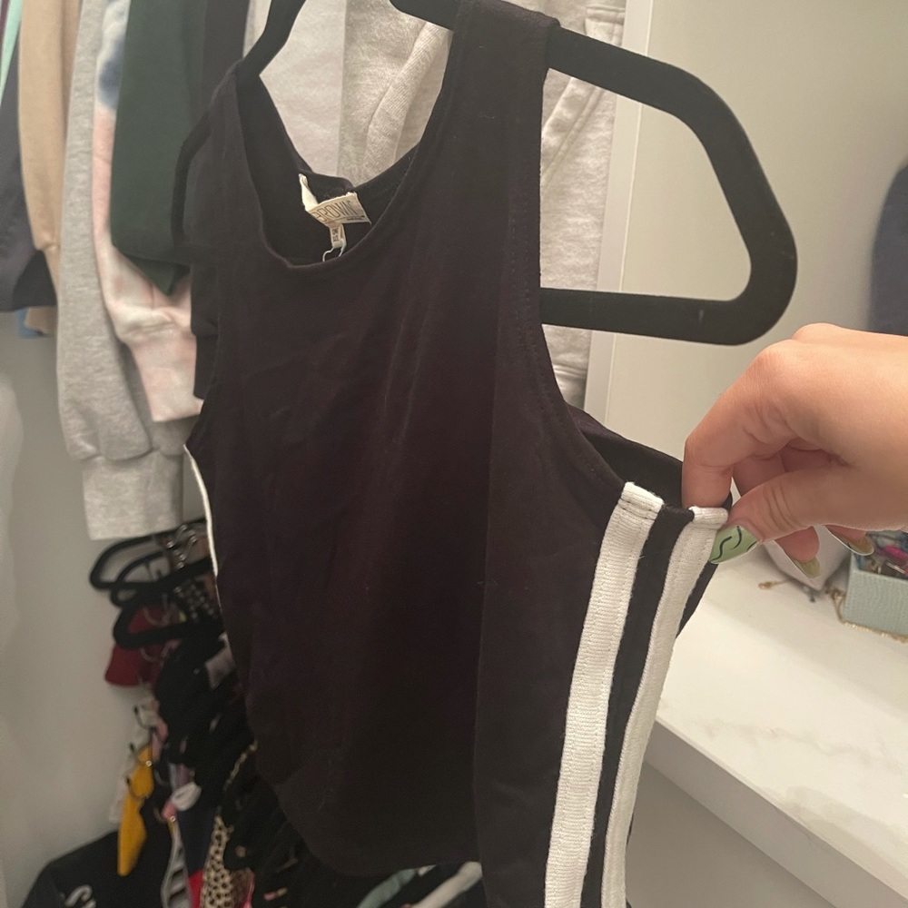 joah brown black stripes on side tank top